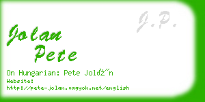 jolan pete business card